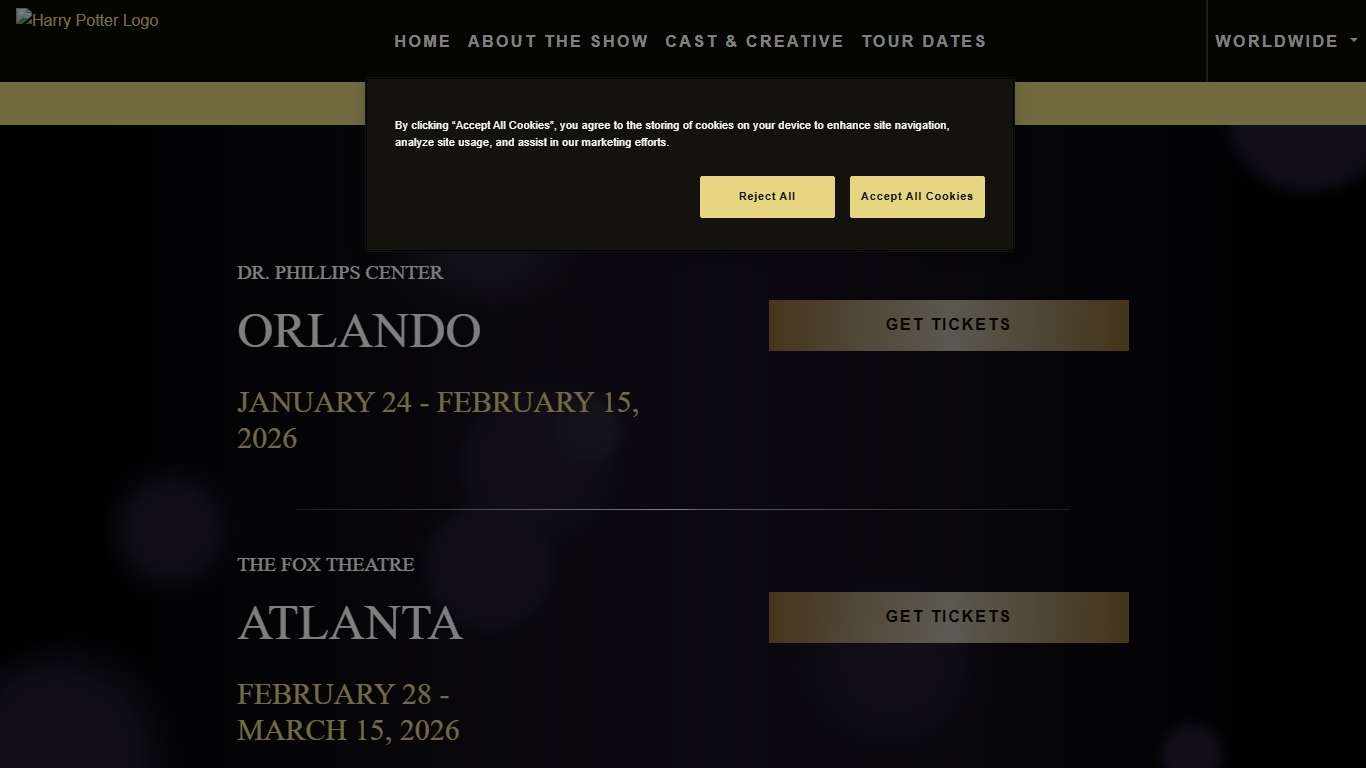 Tour Dates - Harry Potter & The Cursed Child US Tour 2025