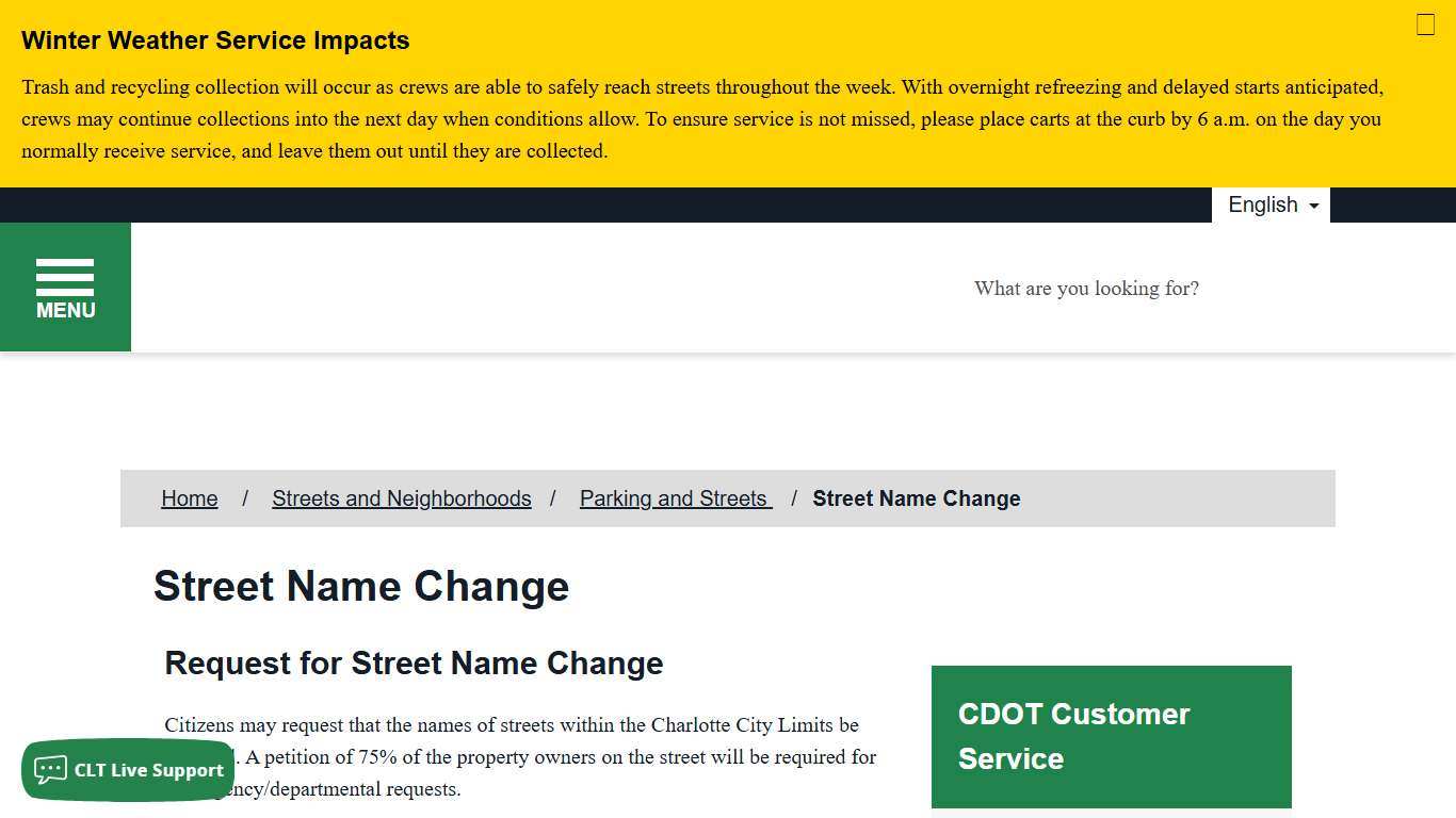 Street Name Change - City of Charlotte